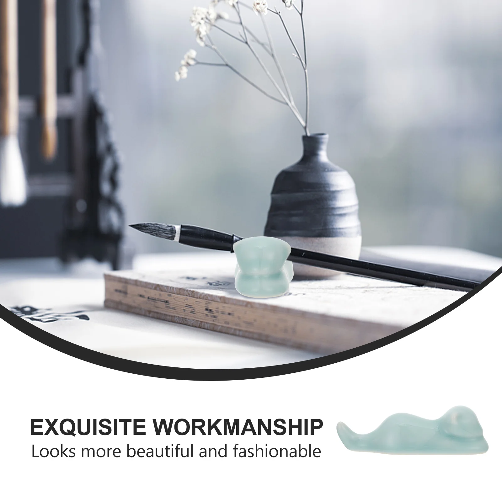 

Ceramic Calligraphy Brush Pen Holder Durable Stable Painting Paperweight Ink Pen Stand Brush Rest Desktop Paperweight