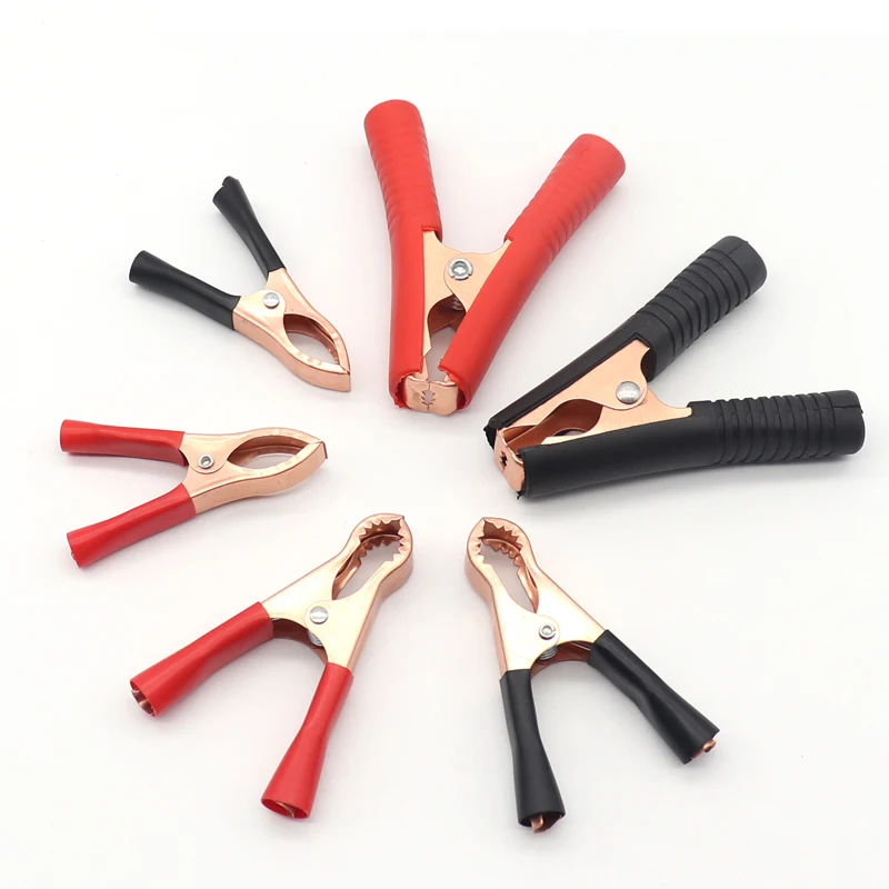 

【2PCS】30A 50A 100A Car Alligator Clips Battery Clamps Crocodile Clip Red Black Positive Negative 75MM 80MM 90MM length Red Black