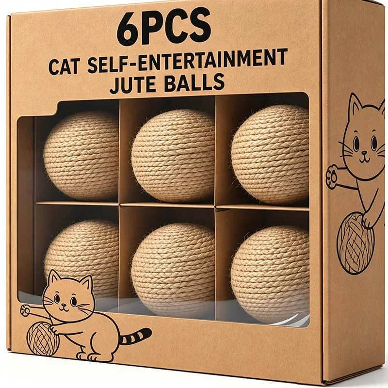 Balle à griffer interactive pour chat, jouet en jute pour animaux de compagnie, pour jouer seul, soulager l'ennui, jouet à mâcher, aiguiseur de griffes pour chaton, kit d'exercices pour la poussée dentaire, kit d'équipement, roue pour chat