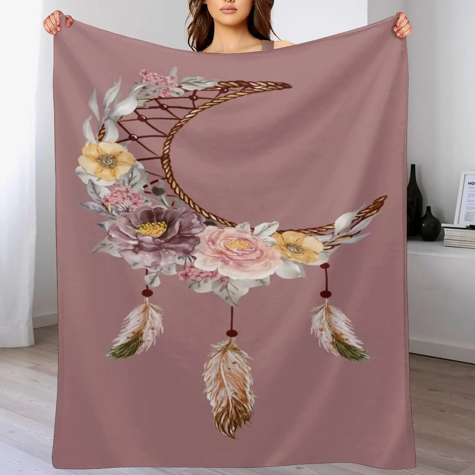 

Moon dreamcatcher Throw Blanket Thin Thermals For Travel Bed linens Blankets For Baby Blankets