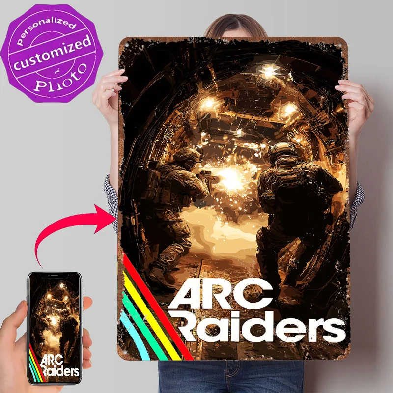 ARC Raiders: Intense Military Action Metal Poster Customized Wall Art Retro Vintage Metal Signs for Man Cave Room Accessories