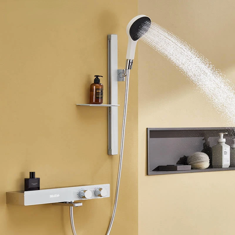 Web-red Intelligent Constant Temperature Digital Display Shower Faucet Rainfall White Storage Platform Simple Bathtub Mixer Tap