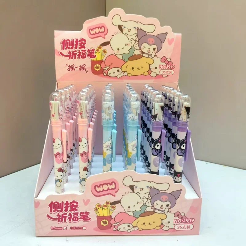 

36pcs/lot Sanrio Kuromi Cinnamoroll Lucky Draw Mechanical Pencil Cute 0.5MM Drawing Writing Automatic Pen School Office Supplies