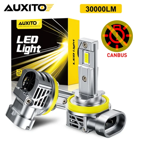 Модернизированные светодиодные лампы AUXITO H11 H8 для фар, Canbus, без мерцания, для ближнего и дальнего света, Turbo 9005 HB3 9006 HB4, 30000 лм