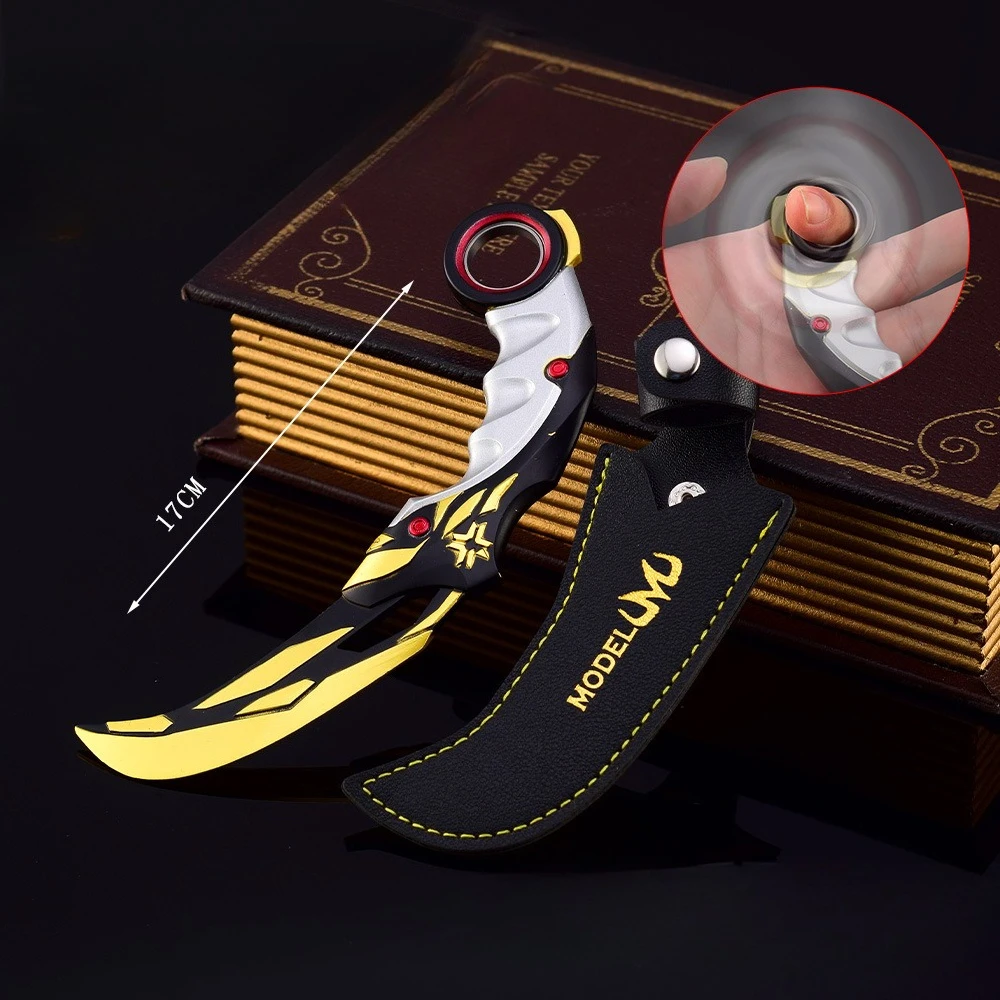 17cm Valorant Championships Karambit Knife Rotatable Samurai Alloy Model Melee Reaver Weapon Katana Training Knives Toys Boys