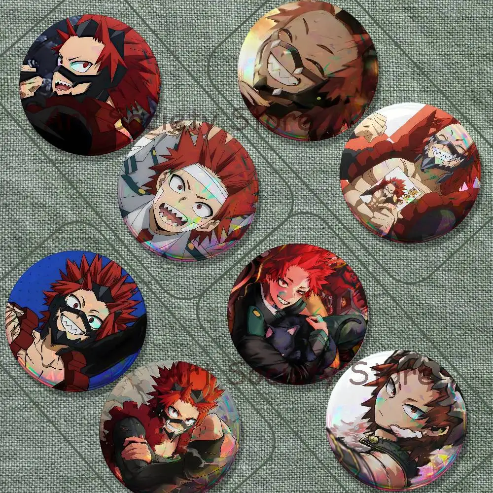 My H-Hero K-Kirishima Brooches for Backpack Accessories 25,32,44,58,75mm Round Enamel Pins 2-piece set Cartoon Anime Badge