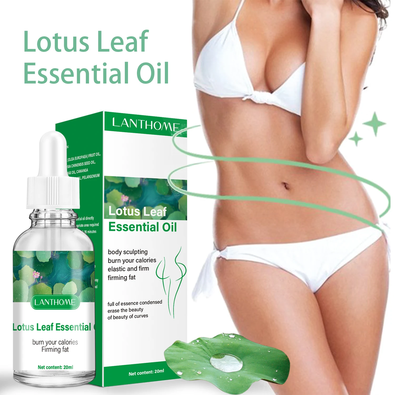 

20ml Lotus Leaf Lose Weight Essential Oil Thin Leg Waist Fat Plant Extract Burning Anti Cellulite Weight Loss Slimming Oil