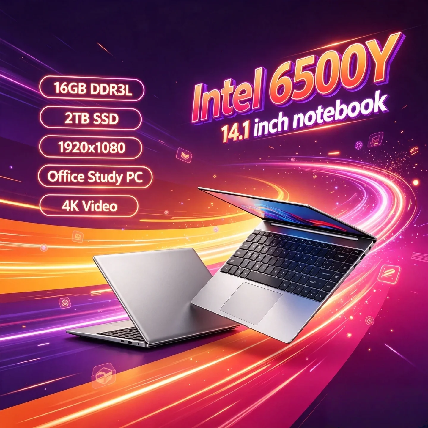 Intel 6500Y 14.1 Inch Ultra Light Laptop 2C4T 1.1 3.4GHz 32GB RAM 2TB PCIe SSD 5000mAh Backlit Fingerprint A1 V30 Max