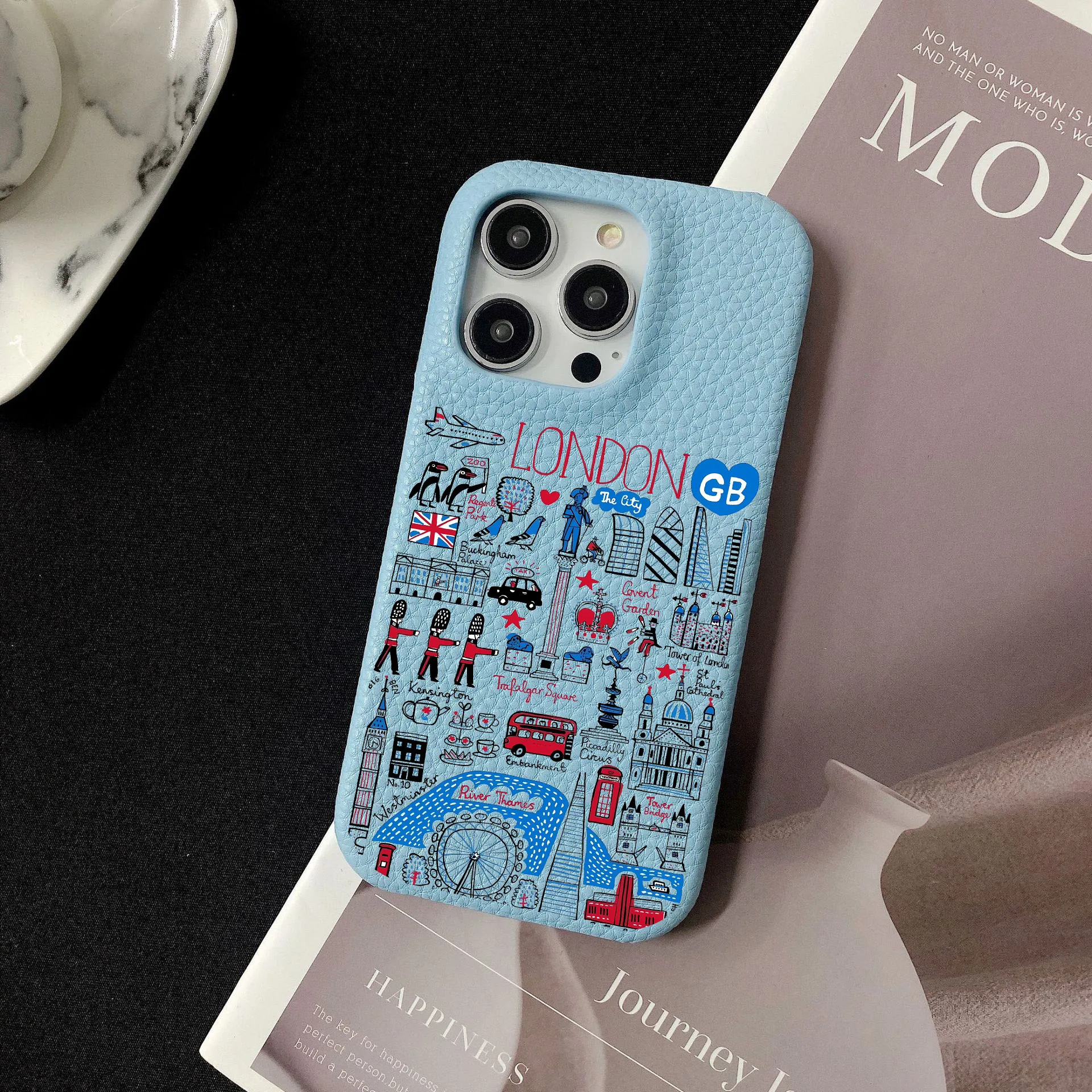 London Personalised Customized Name Leather Case For iPhone 16 15 14 13 12 11 Pro Max Initials Letters kafr saya Cover