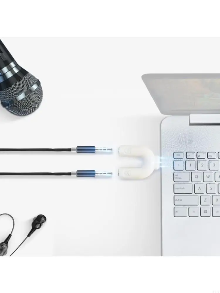 E1PF Rotatable 3.5mm Audios Cable Splitter Type C to 3.5mm Adapter Compactly Design For Simultaneous Listening On Mobile PC