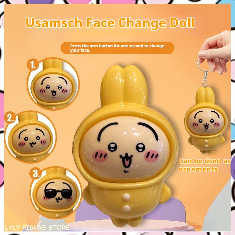 In Stock Kawaii Face Changing Pajamas Chiikawa Doll Toy Cute Usag Hachiware Couple Cartoon Keychain Bag Pendant Gifts Custom