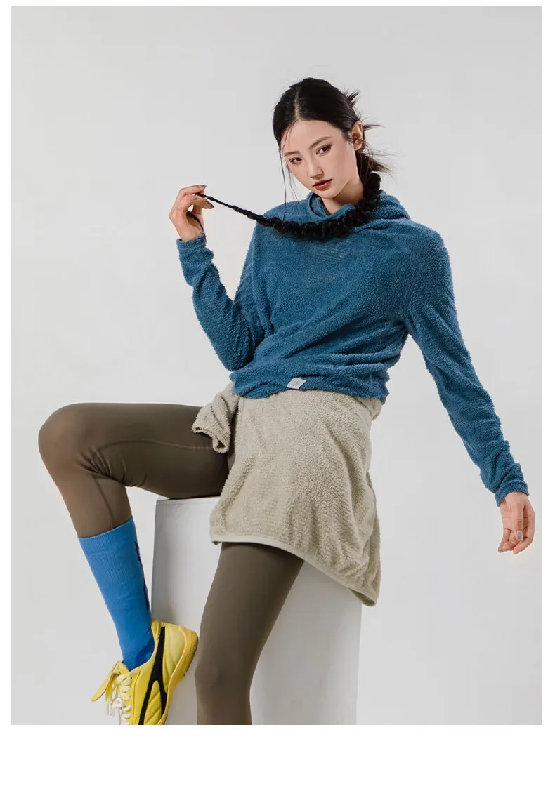 Damen Langarm Thermo-Fleece Hoodie Slim Fit Antistatisch Warme Basisschicht Oberteil für Outdoor-Sport – Detail 7