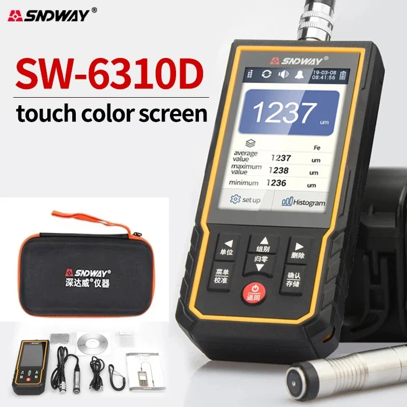 SNDWAY Paint Film Thickness Gauge SW-6310D Industrial/Used Car Dual-use 0-1700um Data Storage PC Analysis High Precision Tester