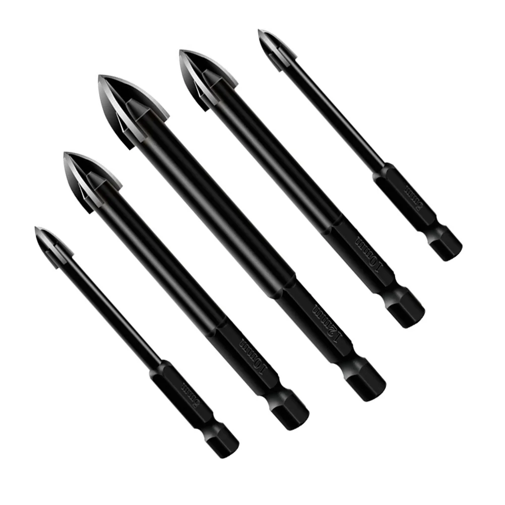 

1Set Hard Alloy Steel Drill Bit 4 Edges Cross Head for Tile Ceramic Glass Hand Tools Tile Drill Bit