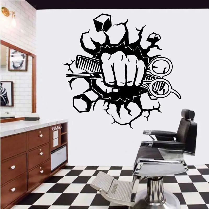 Barber Barber Shop Wall Decals Men\'s Hair Salon Salon Hair Styling Beard Shaving Shop Signboard Door Decorative Vinyl Decals 4