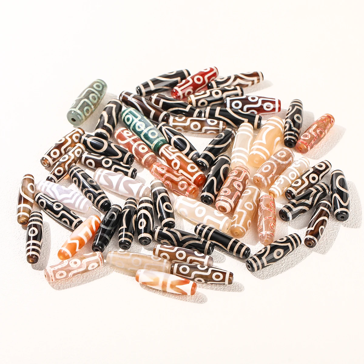 5Pcs/lot Natural Stone Tibet Dzi Agate Beads Mixed Color Onyx Bead for Tribal Jewelry Making Diy Necklace Bracelet Accessories