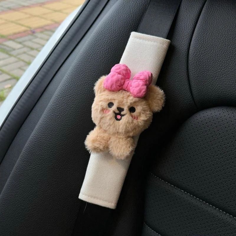 

Автомобильный ремень безопасности с бантом и медведем, наплечная накладка, милые аксессуары для салона автомобиля, украшение, удобные новые автомобильные подарки, чехол для ремня безопасности