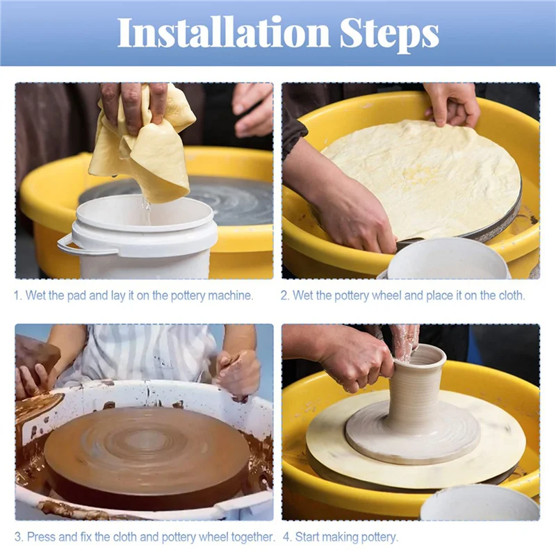 TKOH-4Pc Pottery Wheel Absorbent Mat Cloth PVA Towel Clay Sculpture Trimming Tools Pottery Clay Absorbent Pad Cloth