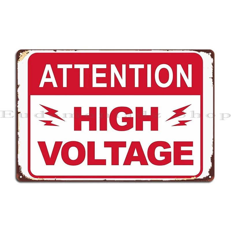 High Voltage Attention Sign Alma Studio Metal Plaque Poster Plates Create Cinema Wall Decor Garage Tin Sign Poster