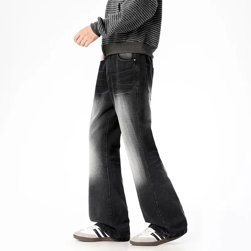 جينز مستقيم الساق، كاجوال واسع الساق، غسول لجميع المواسم، تنظيف الأرضيات، سروال ريترو مستقيم الساق فضفاض للرجال والنساء