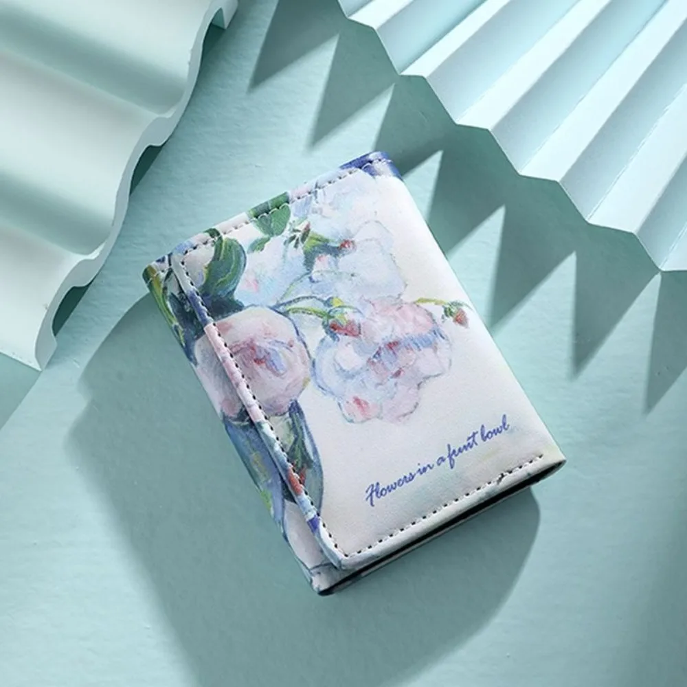 Nuovo design di pittura a olio Portafoglio corto in pelle PU Slot per carte multiple Portamonete Portafoglio piccolo triplo piega