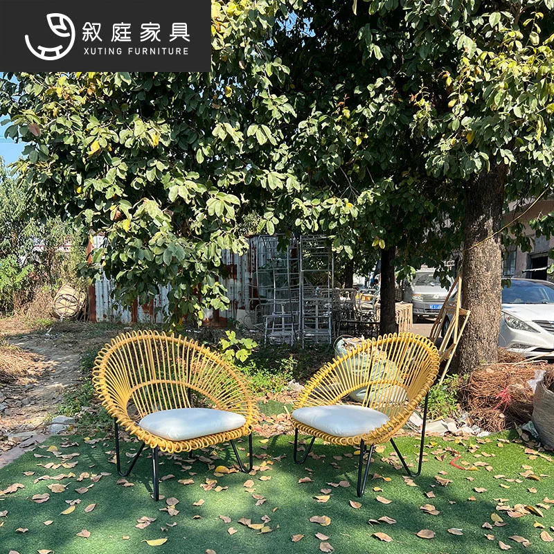 

Outdoor Nordic rattan sofa courtyard terrace garden lazy rattan chair household rope weaving indoor and outdoor designer furnitu
