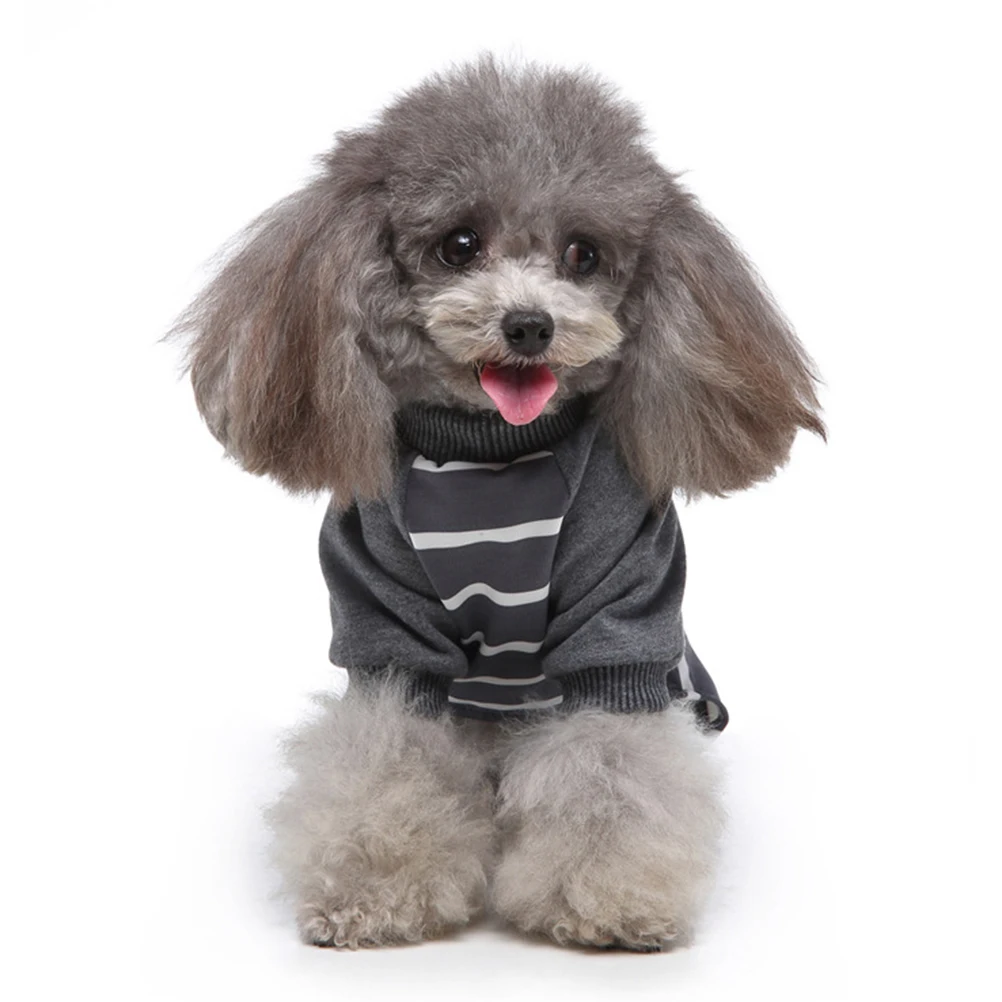 

Pet Pajamas Fashionable Dog Clothes Comfortable Apparel Warm Polyester Decorative Striped Dog Wear Stylish Onesie