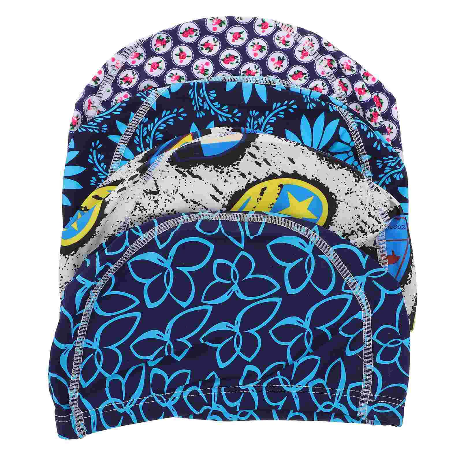 

4 Pcs Swimming Cap Bathing Hats for Men Ear Cover Caps Kids Long Hair Girls Women Adults