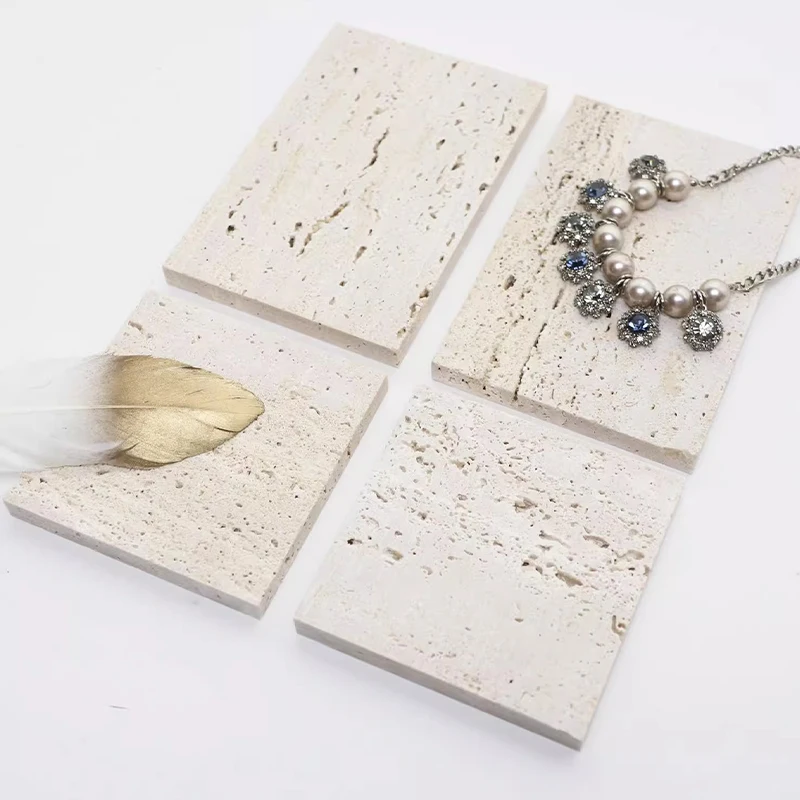 트래버틴 대리석 보석함, 메이크업 사진 촬영용 스톤 화장대 트레이, 귀걸이 진열대, 수공예 와비사비 장식