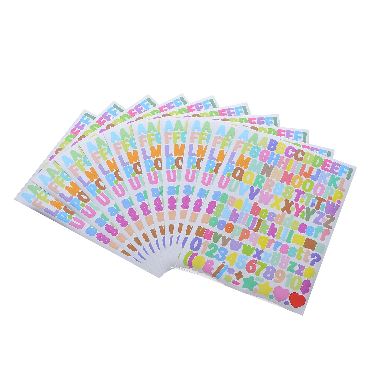 10Pcs Colorful Vinyl Alphabet Number Stickers Self Adhesive Gradient Design DIY Craft Scrapbook Letters Numbering Labeling