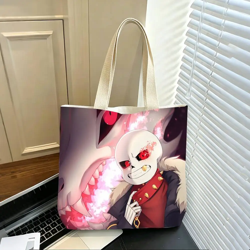 COOL Fell Ink S-Sans U-Undertale  Printed Canvas Tote Bag Shoulder Bag Commuter Mommy Shopping Bag