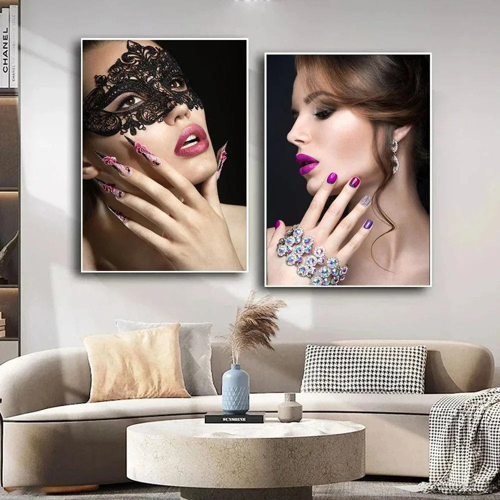 Nail Art Fashion Salon Colorful Canvas Painting Nordic Posters and Prints Modern Wall Art Cosmetics Beauty Shop Home Decor