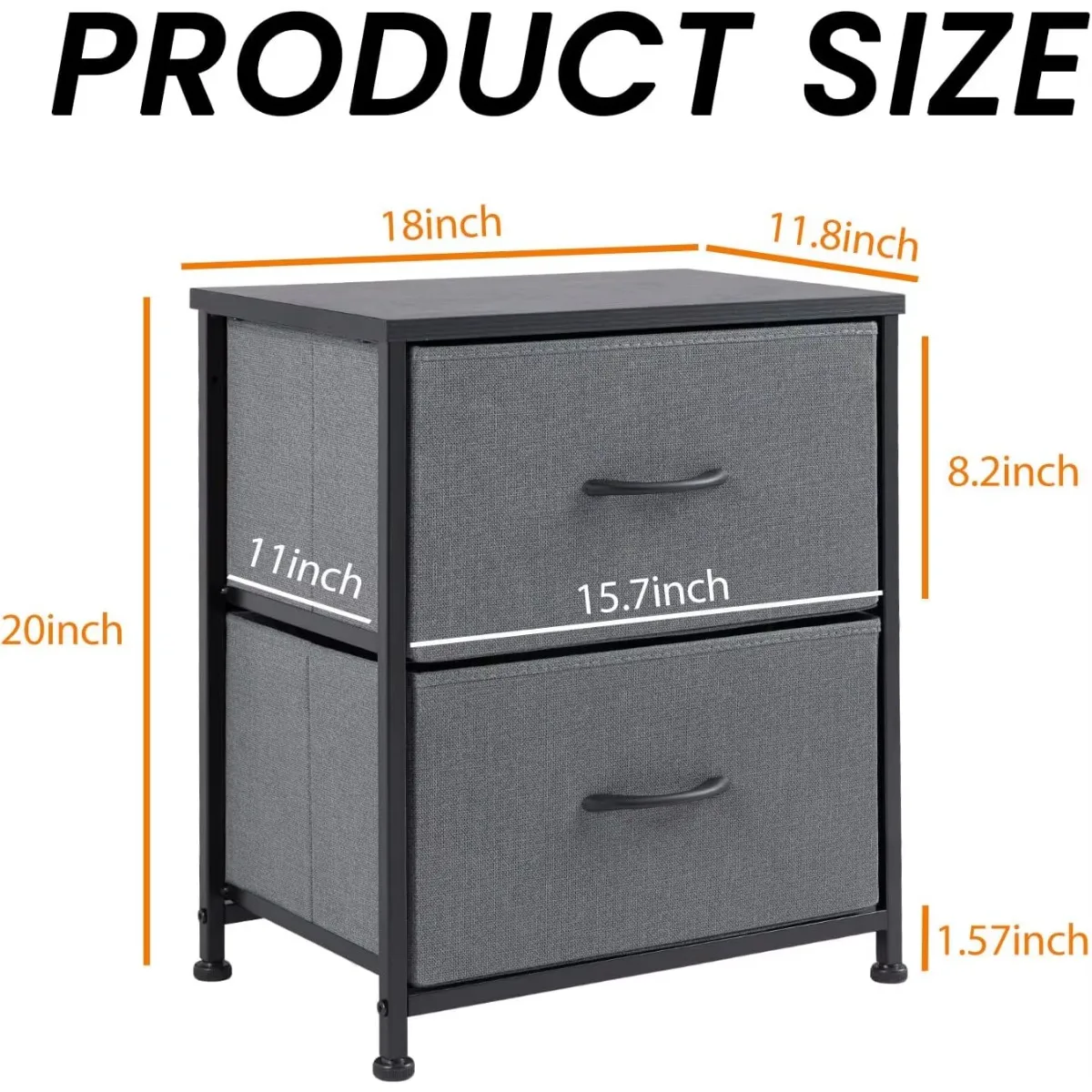 منضدة مع درجين للتخزين، وأثاث جانبي للسرير الصغير، وخزانة خشبية من القماش، وحامل ليلي للأطفال