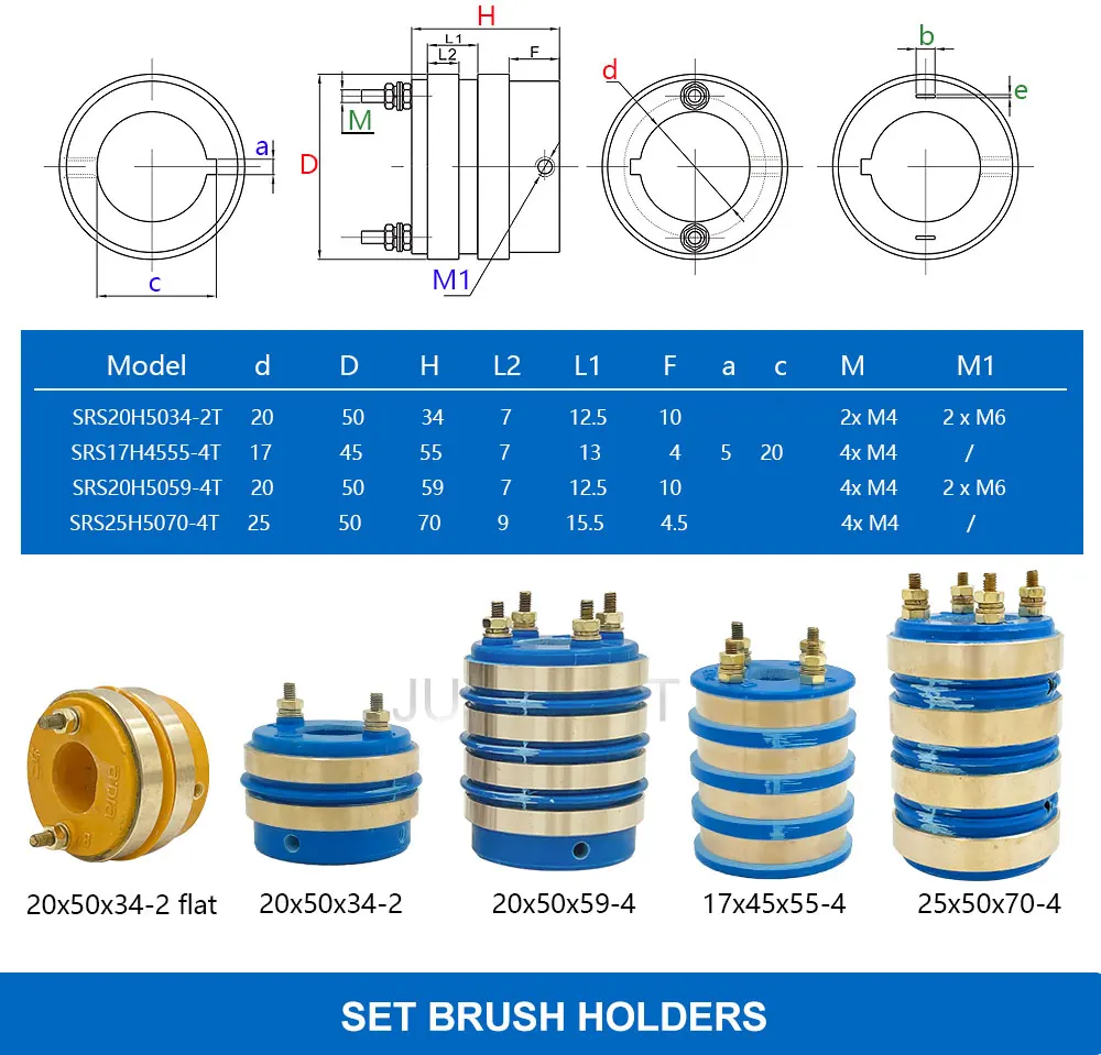 Jumpasit J204 OD 50mm Traditioneller Schleifring und Kohlebürsten zur Strom- oder Signalübertragung – Detail 3
