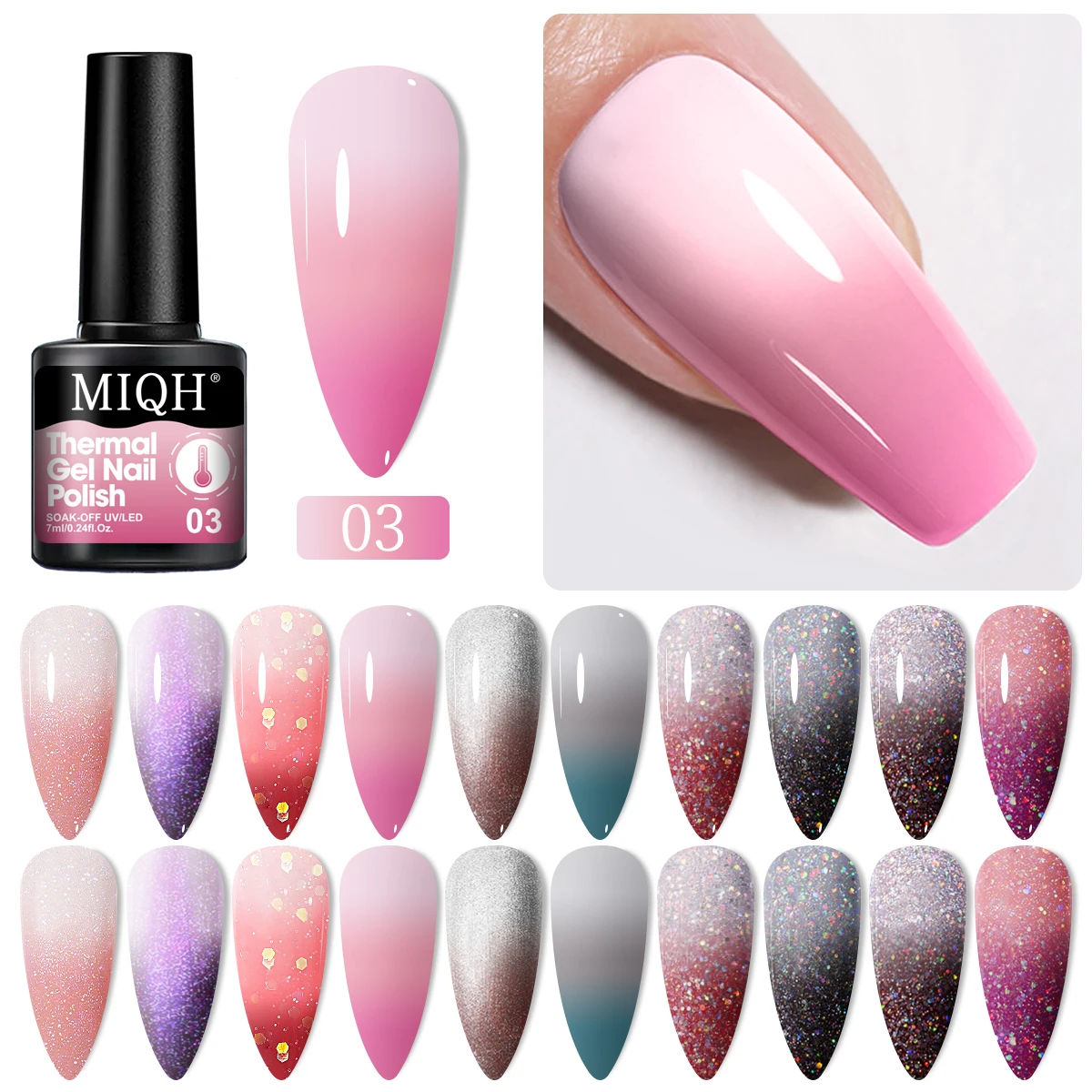 7ml Pinkish Black Thermal Rubber Base Gel Temperature Color Changing Gel Nail Polish Soak Off UV LED Nail Art Gel Varnish