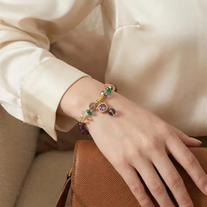 1 Stück Nischendesign-Armband mit Imitationslila Kristallperlen, schönes symbolisches Geschenk für Familie und Freunde – Detail 8