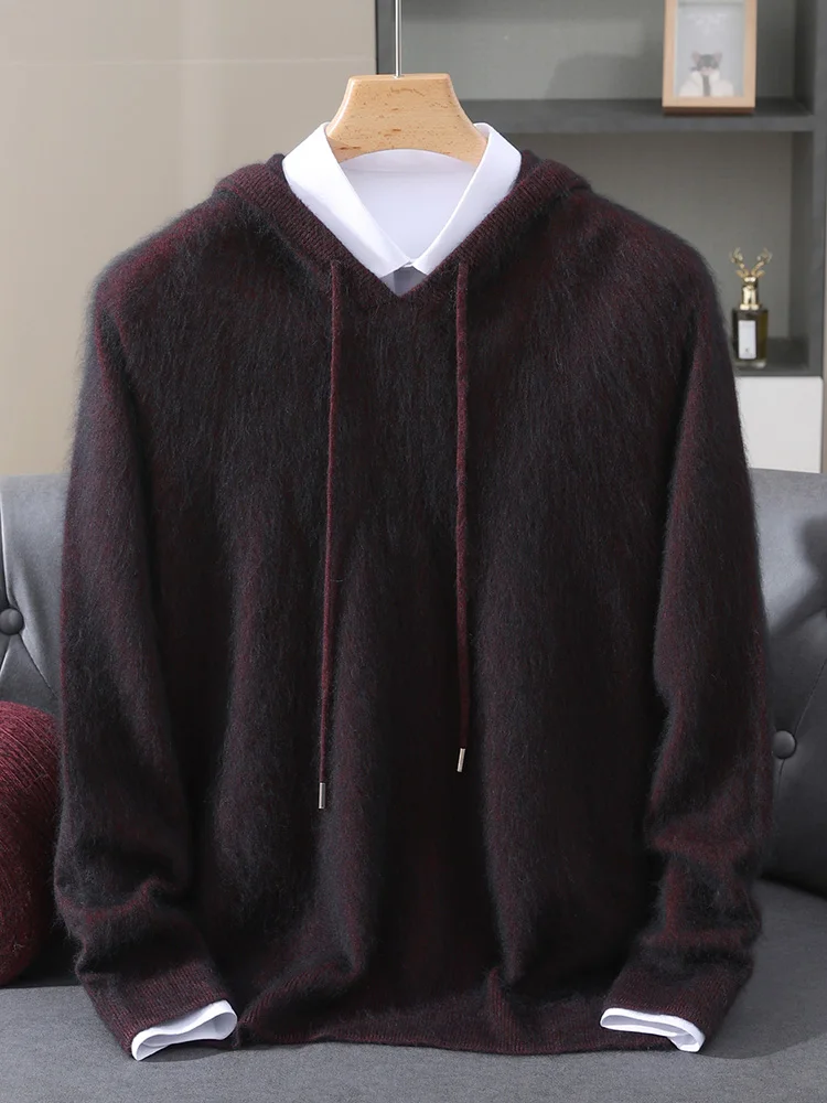 الأساسية الصلبة 100% المنك الكشمير الأعمال سترة غير رسمية الراحة لينة قناع السترة الدافئة الخريف الشتاء الرجال ملابس بسيطة