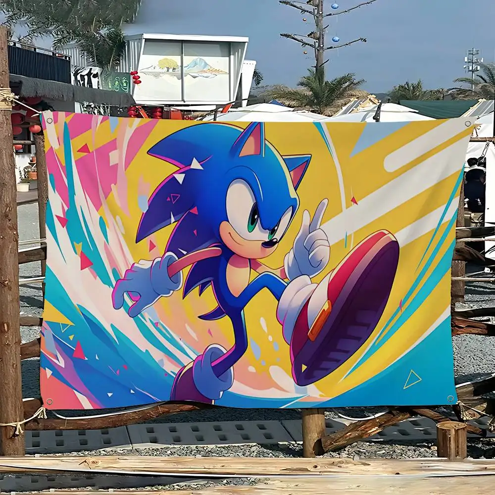 Supersonic-S-Sonic-Game Classic Movie Small Size Cheerleading Banner Hand Pulled Flag Outdoor Atmosphere Flags
