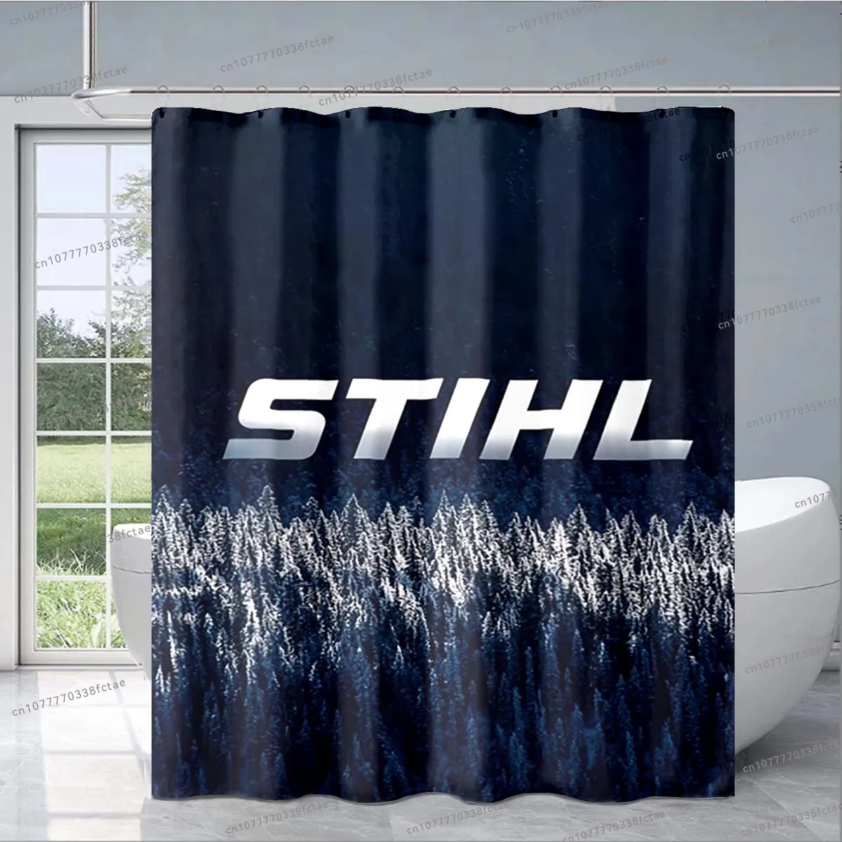 STIHL Logo Shower Curtain Chainsaw Cutting Saw Pattern Shower Curtain Adult Bathroom Decoration Shower Curtain Boy Birthday Gift