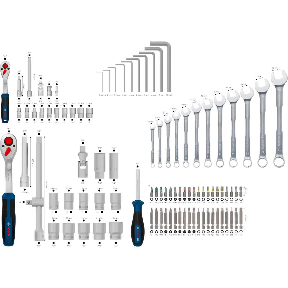 BOSCH 1600A03AL1 Hand Tool Mixed Set 134 Fastening Tools Power Tool Accessories