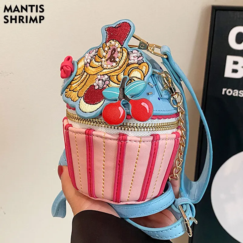 Bolso de hombro con forma de helado para mujer, bolso cruzado divertido de moda, Mini Cadena, Cubo de mensajero, paquete de teléfono para niña,