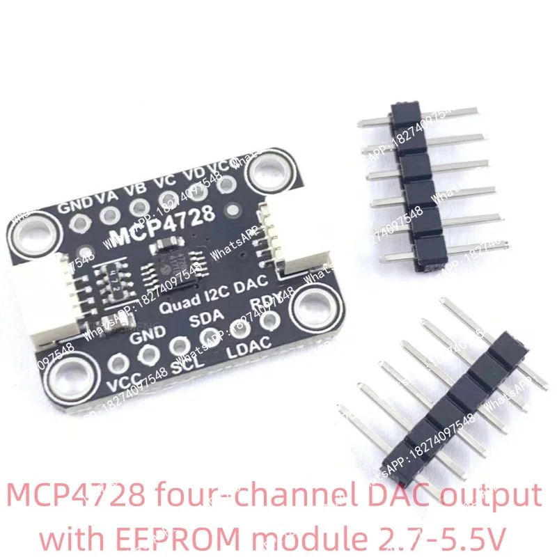 2.7V-5.5V MCP4728 four-channel DAC output with EEPROM module compatible with STEMMA QT Qwiic