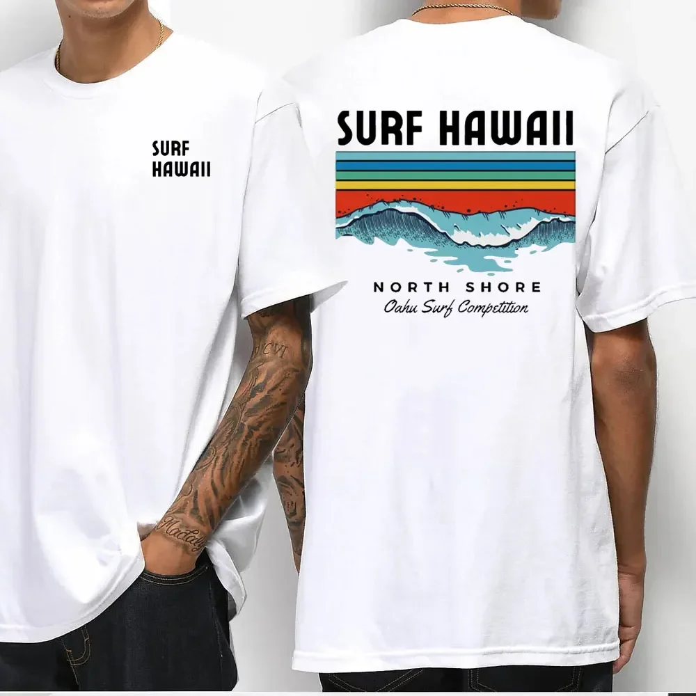 Hawaiian Traditions North Shore Hawaii Surfing Men Women White 100% Cotton T-shirt Comfortable Beach-style Surf Tshirt Tops