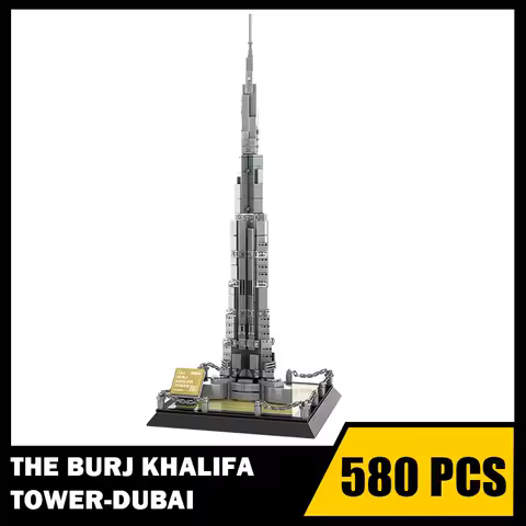 MOC World Famous Architecture Burj Khalifa Tower Model Street View Building Blocks Construction Assembly Bricks Toys Kids Gifts