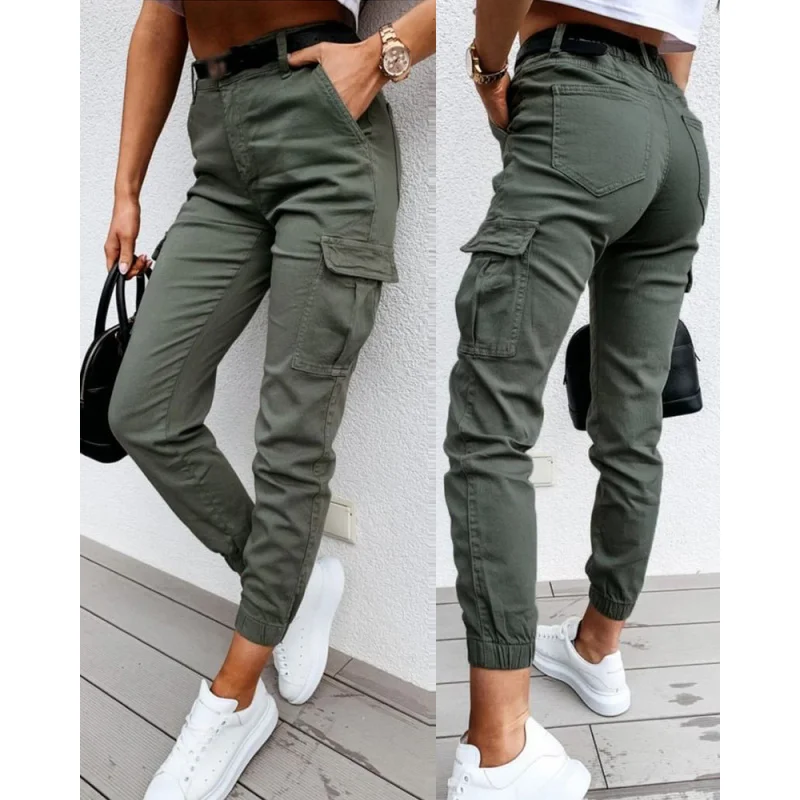 2022European and American Women's Clothing in Stock Tappered Work Clothes Trousers