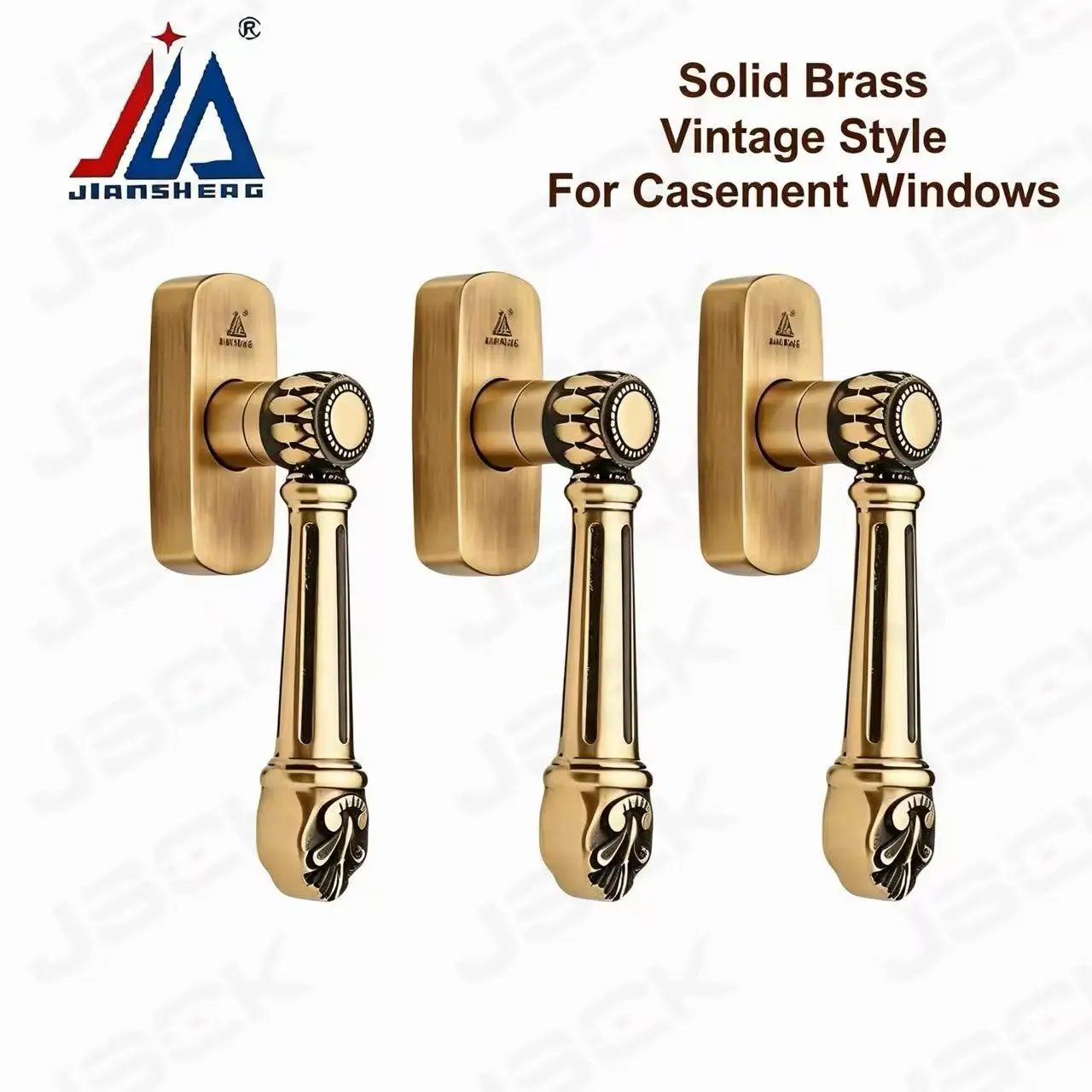 Solid Brass Casement Window Handle, Vintage Locking Lever for Aluminum Windows, Decorative Replacement Hardware