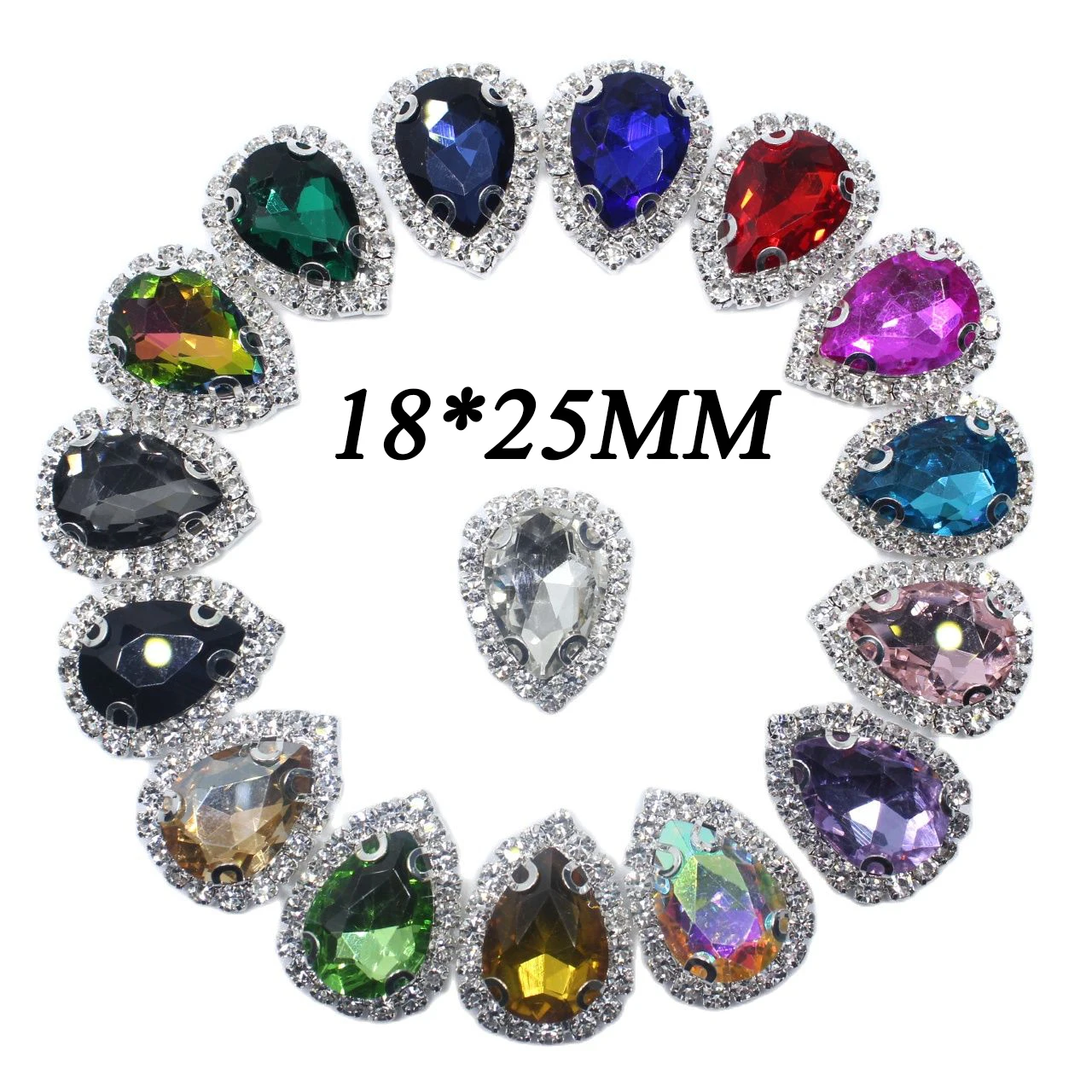 Shiny Glass Rhinestone Buttons, Wedding Decoration, Hair Accessories, Hand-sewn Clothing, Silver, 4 Holes, 18x25mm, 6Pcs per Lot