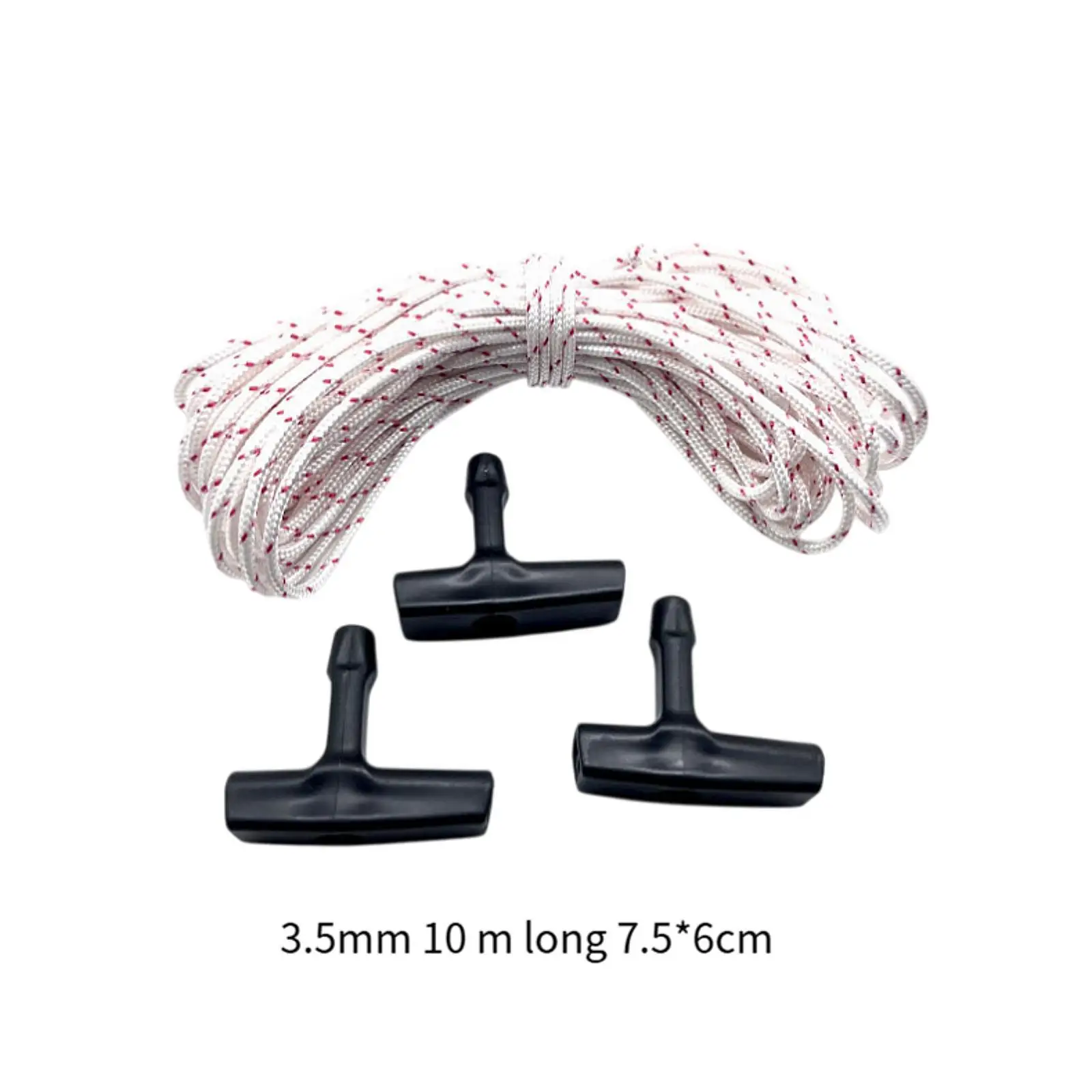 3x Pull Cord Rope with Starter Handles 10 M Rope Spare Parts Easy to Install