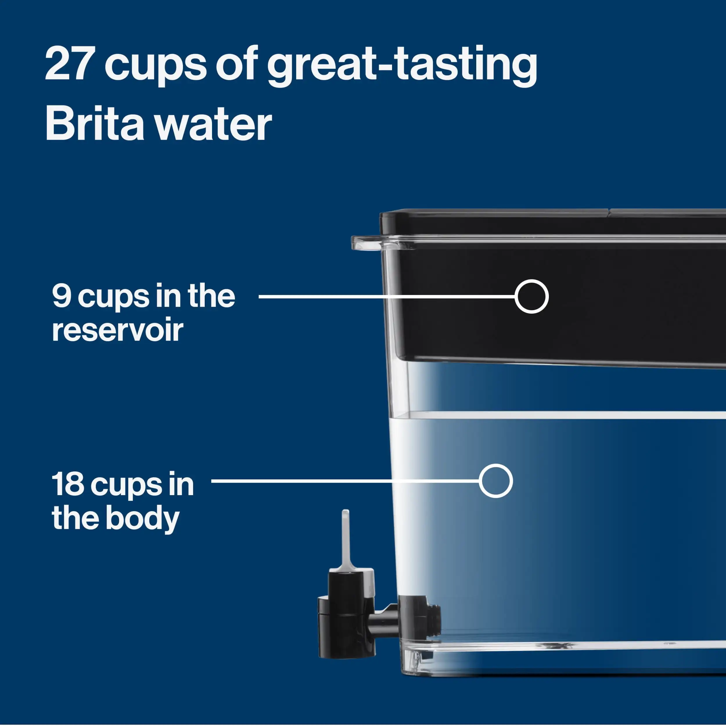 Brita Ultramax-dispensador de filtro de agua de poliestireno, 27 tazas, color negro, con filtro Elite