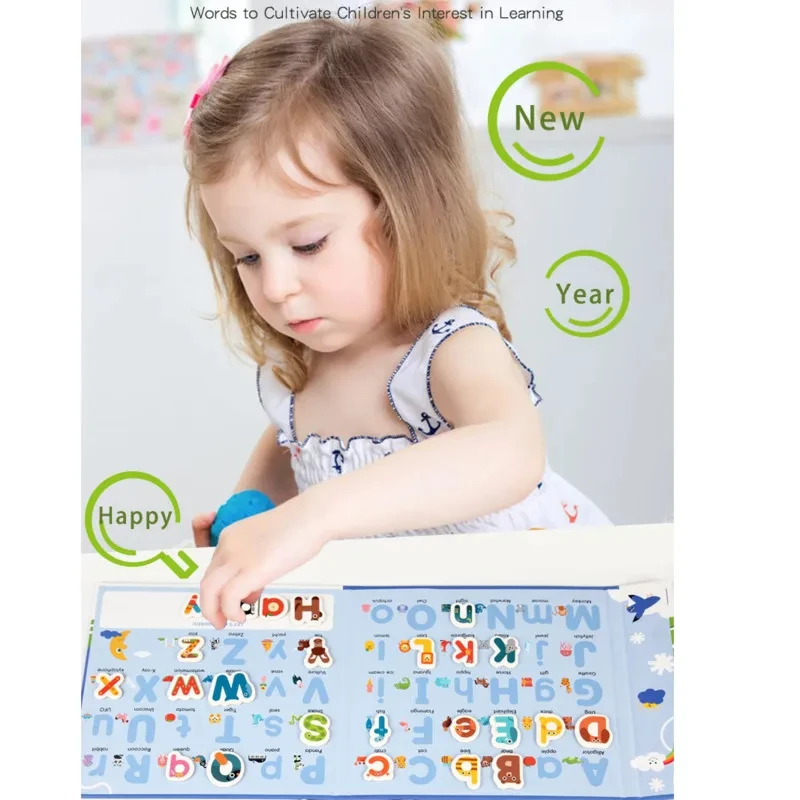 Magnetic Letters Puzzle para crianças e crianças, Alfabeto Ímãs de geladeira, Ortografia Cognitiva Educacional, Jogos de Aprendizagem, ABC